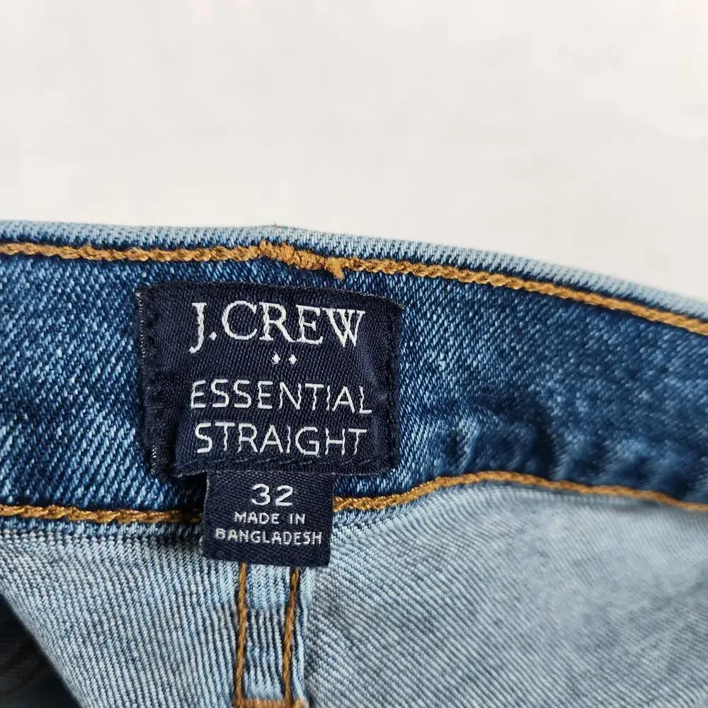 J Crew Essential‎ Straight Blue Jeans Size 32 Raw Hem